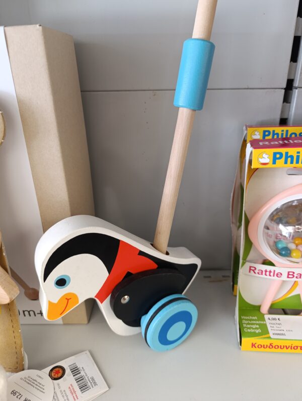 Jouet à pousser pingouin